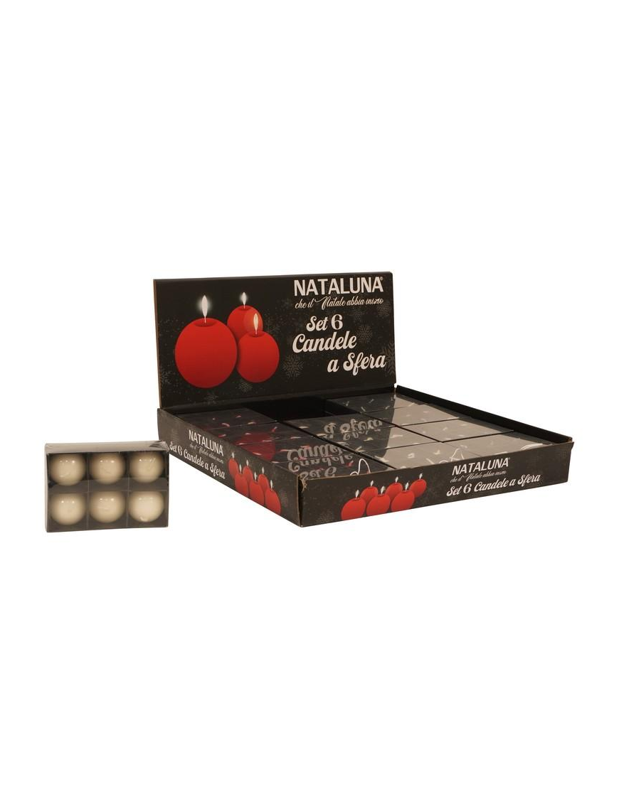 CANDELA PANNA A FORMA DI SFERA 4cm 6pezzi