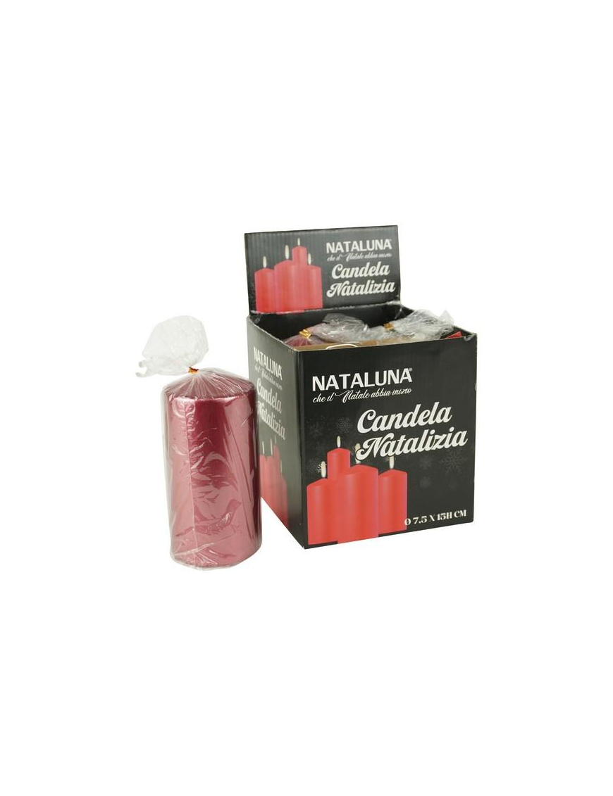 CANDELA ROSSO METALLIZZATO 7,5x15cm