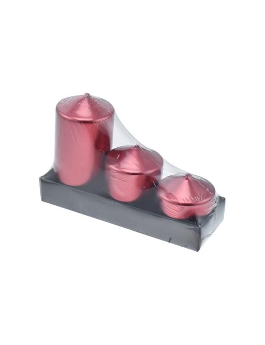 METALLIC RED CANDLE 3 pieces