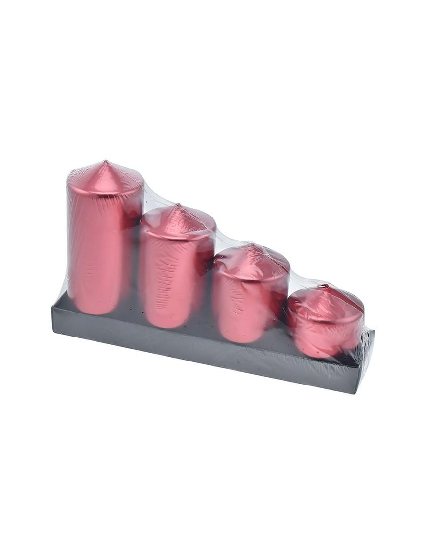 CANDELA ROSSO METALLIZZATO 4pezzi
