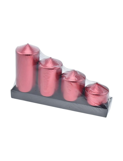 CANDELA ROSSO METALLIZZATO 4pezzi