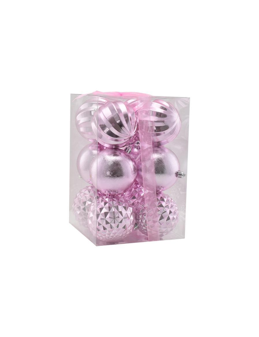 BALLS 8cm PINK COLOR 12 pieces