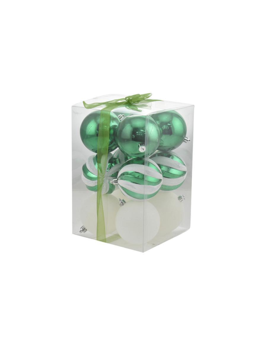 BALLS 8cm GREEN COLOR 12 pieces