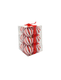 WHITE/RED SEGMENTED BALL 8cm 12 pieces