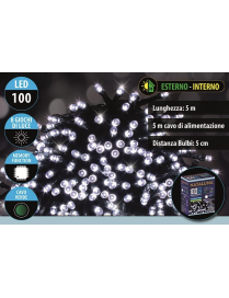 BIANCO CAVO VERDE  100LED 5mt+5mt
