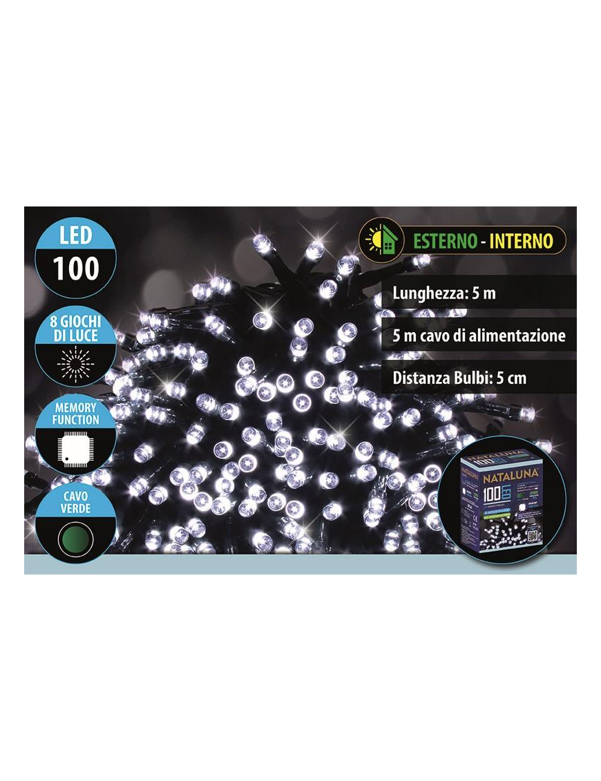 BIANCO CAVO VERDE  100LED 5mt+5mt