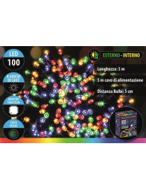 MULTICOLOR CAVO VERDE  100LED 5mt+5mt