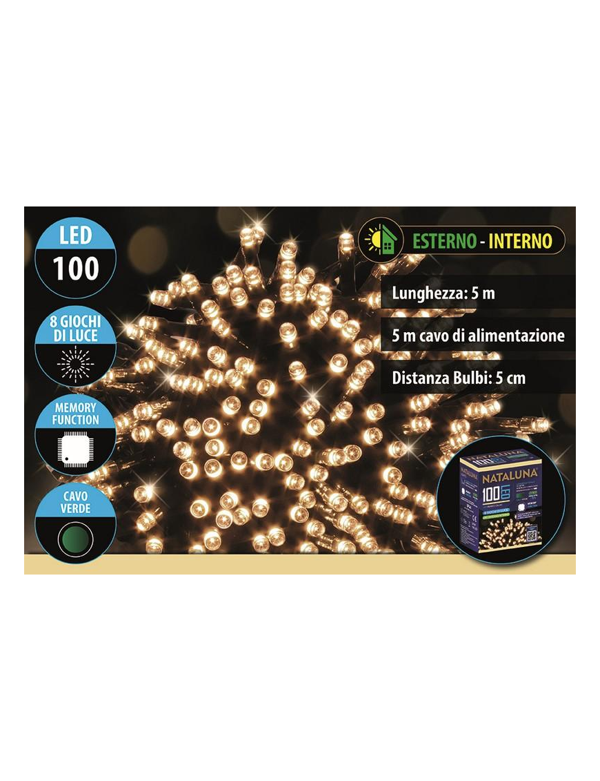 CLASSIC GREEN CABLE 100LED 5mt+5mt