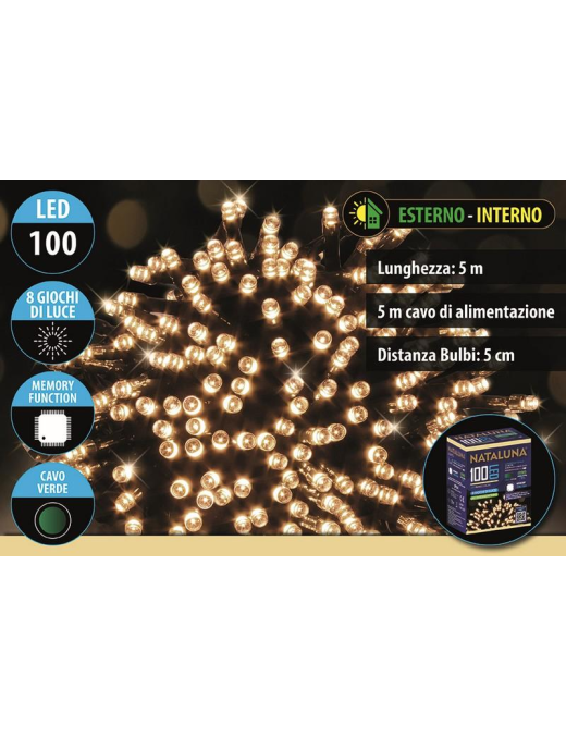 CLASSIC GREEN CABLE 100LED 5mt+5mt
