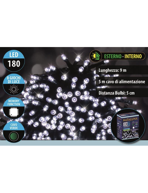 BIANCO CAVO VERDE  180LED  9mt+5mt
