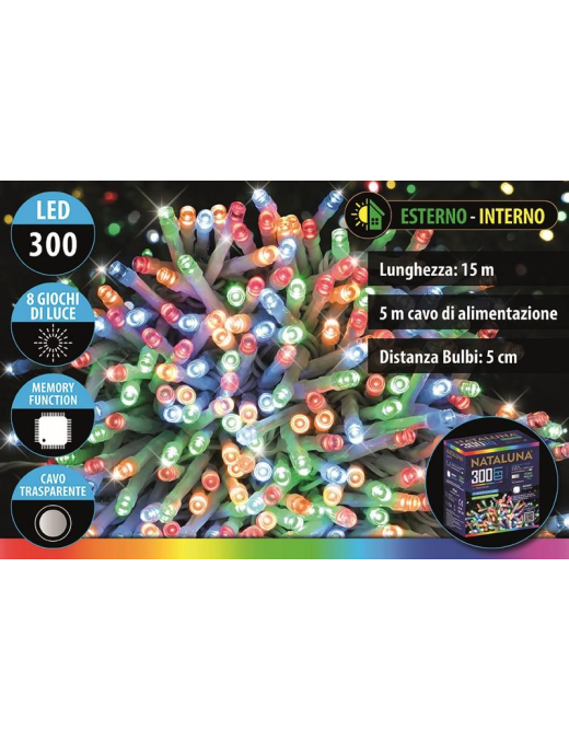 300 LED LINEAR CHAIN ??TRANSPARENT CABLE 15mt+5m MULTICOLOR