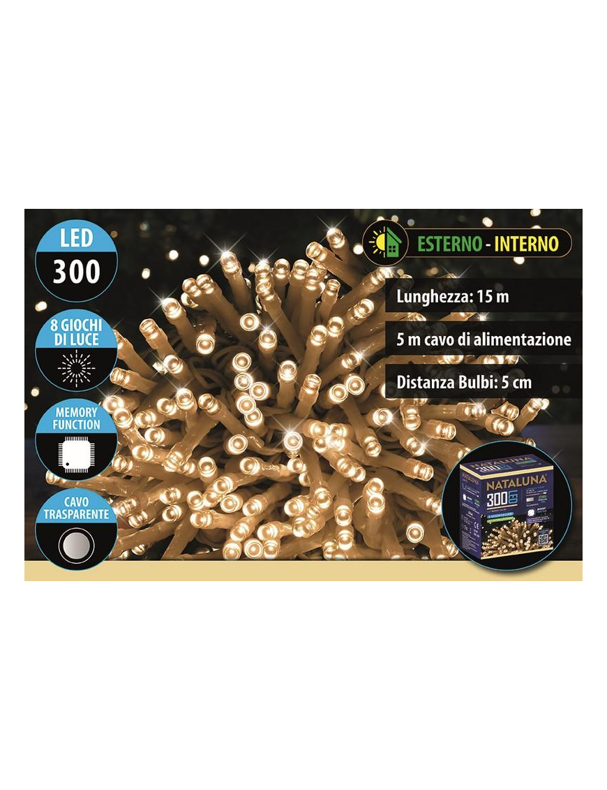 LINEAR CHAIN ??300 LED TRANSPARENT CABLE 15mt+5m WARM WHITE