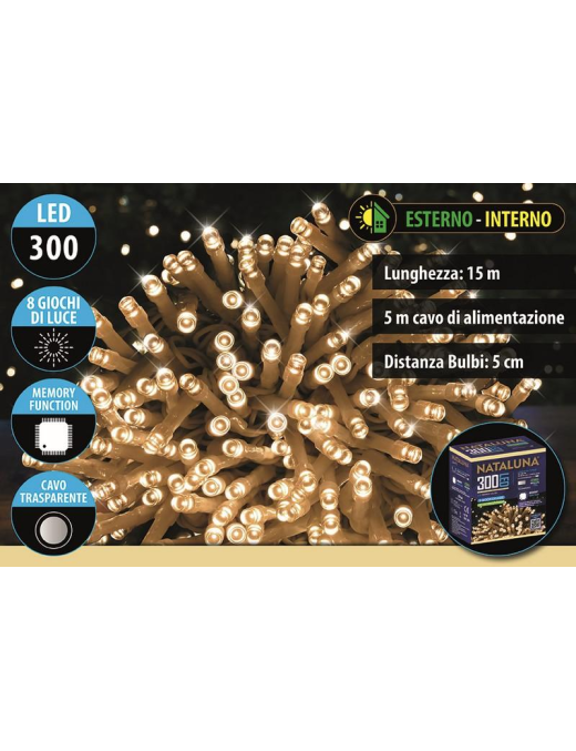 LINEAR CHAIN ??300 LED TRANSPARENT CABLE 15mt+5m WARM WHITE