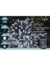 BIANCO CAVO TRASPARENTE  500LED 25mt+5mt