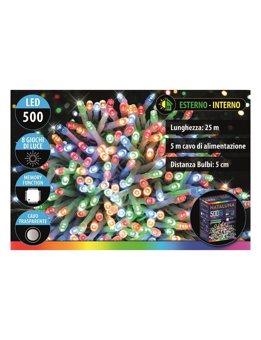 LINEAR CHAIN ??500 LED TRANSPARENT CABLE 25mt+5m MULTICOLOR