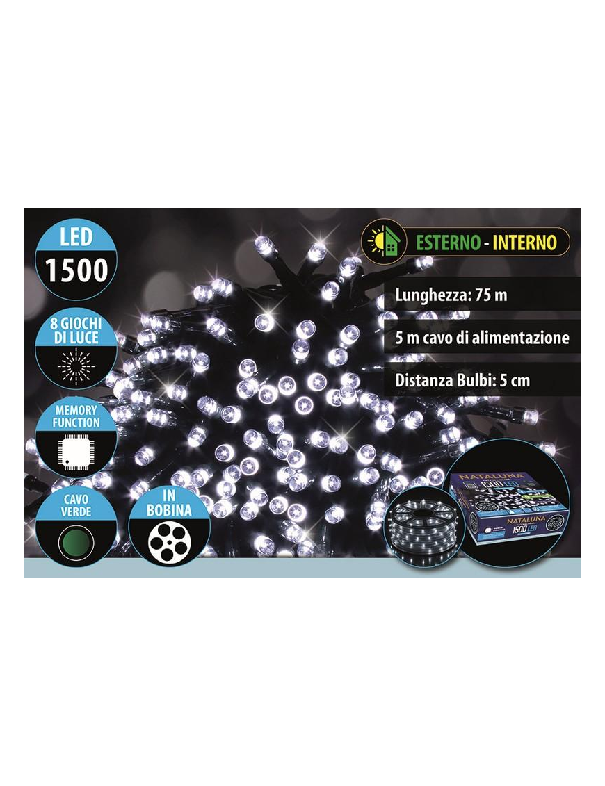 COLD WHITE GREEN CABLE 1500LED 75+5mt