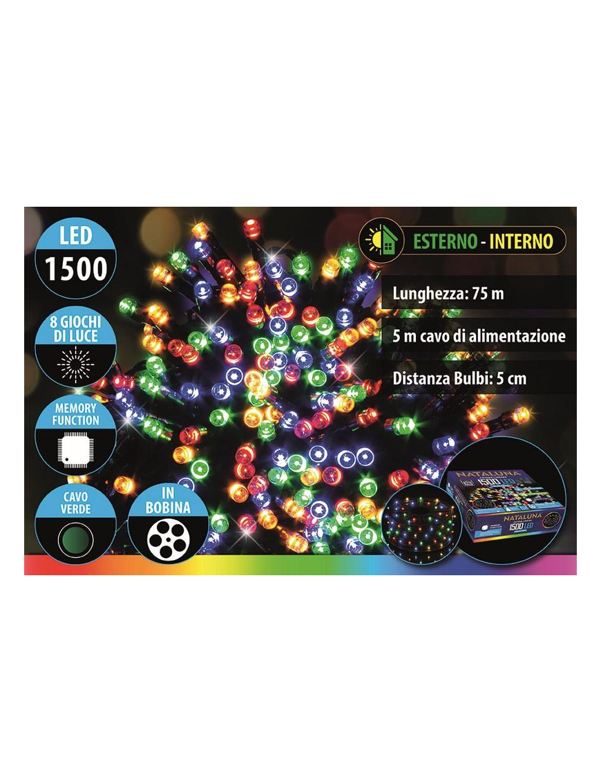 MULTICOLOR WARM GREEN CABLE 1500LED 75+5mt