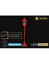 LAMPIONE ROSSO 185cm CON LED+MUSICA+NEVE