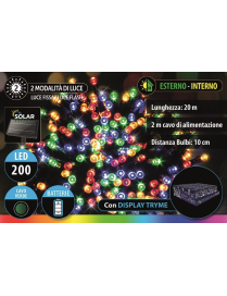 CATENA LINEARE 200 LED SOLAR CON DISPLAY TRYME CAVO VERDE 20mt MULTICOLOR