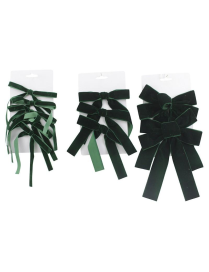 DARK GREEN CHRISTMAS BOWS 3 ASSORTED SIZES