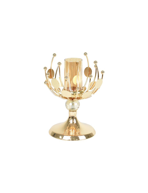 GOLD GLASS CANDLE HOLDER 16x22cm