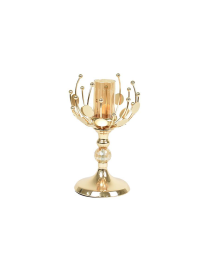 GOLD GLASS CANDLE HOLDER 16x26cm