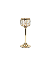 GOLD GLASS CANDLE HOLDER 10x10x23cm