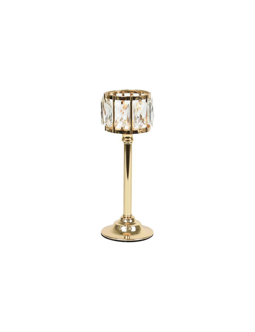 GOLD GLASS CANDLE HOLDER 10x10x23cm