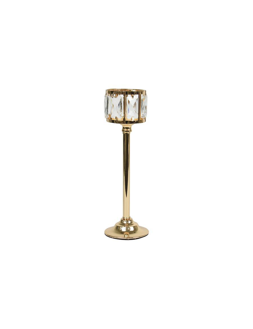 GOLD GLASS CANDLE HOLDER 10x10x33cm