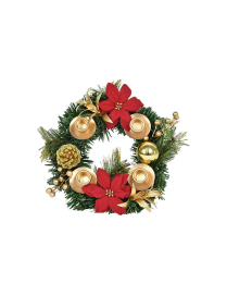 PORTACANDELA TONDO CON STELLE DI NATALE 30cm