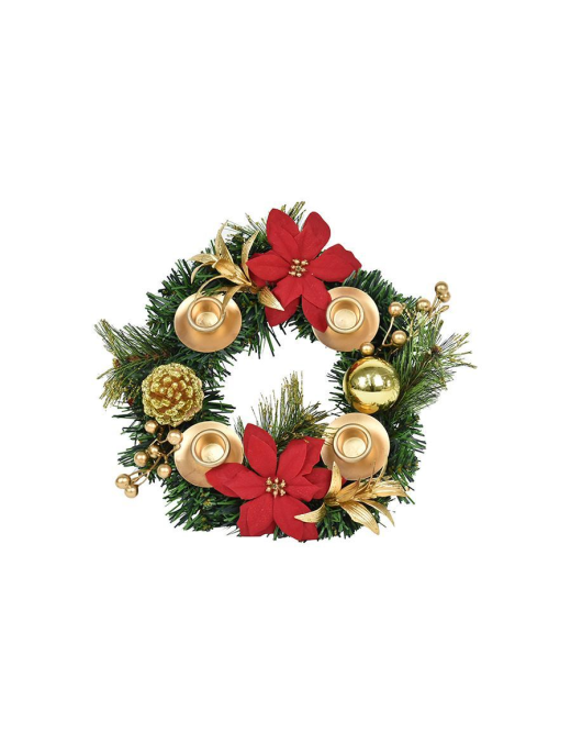 30cm Round Candle Holder with Poinsettias