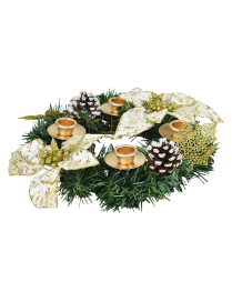 30cm Round Candle Holder with Poinsettias