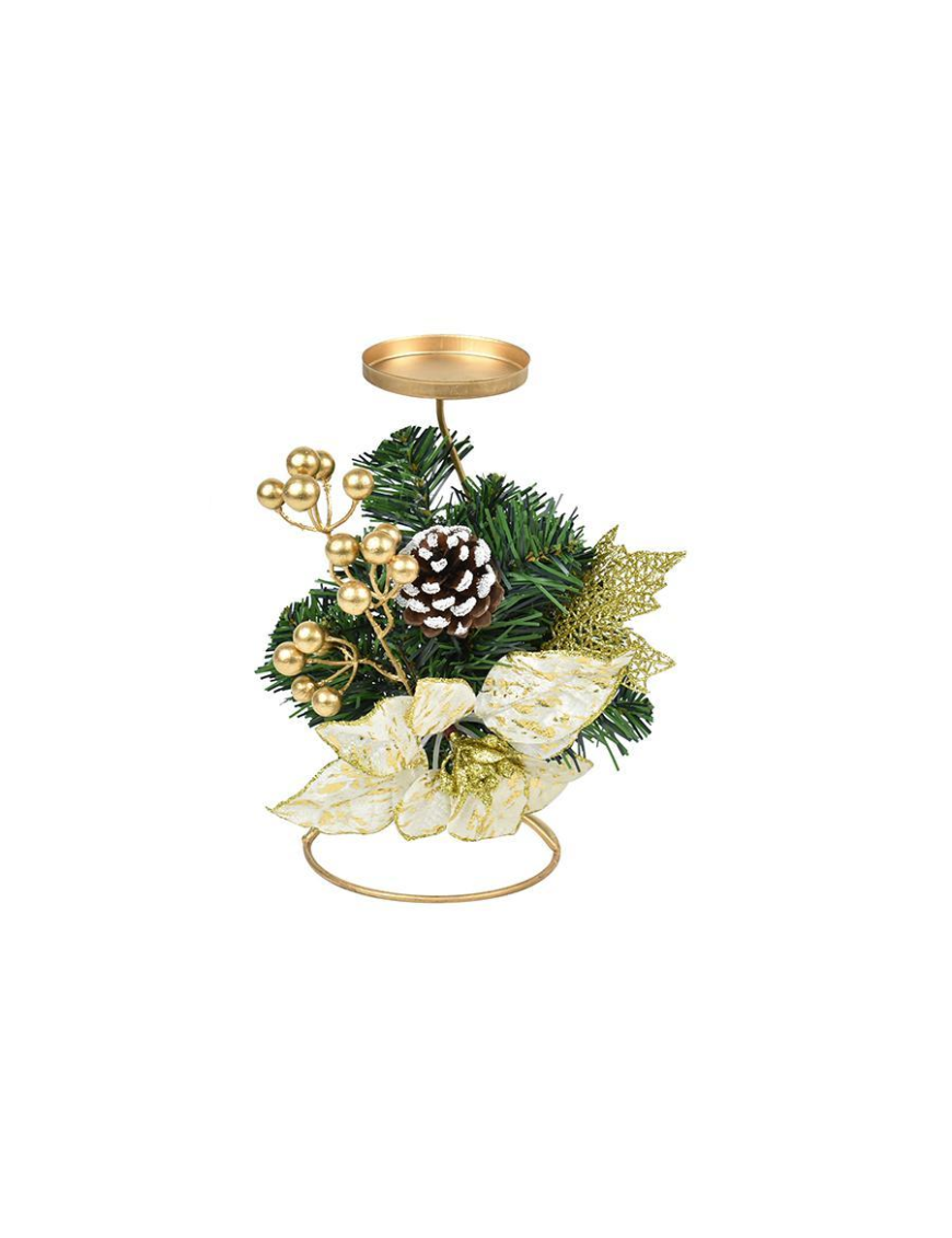 1-Flame Candle Holder with Poinsettia 22cm