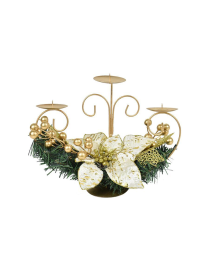 PORTACANDELA 3 FIAMME  CON STELLA DI NATALE 25cm