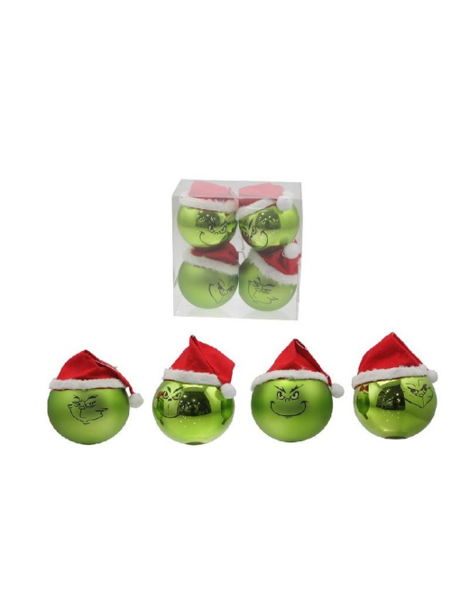 GREEN GRINCH MODEL SPHERE 10cm 4 pieces