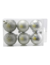 ARGENTO SFERE  5cm 6pezzi LUCIDA/MATTA