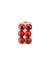 RED SPHERES 10cm 6 pieces GLOSSY/MAT