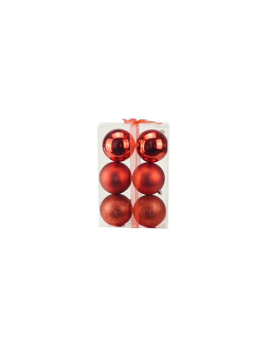 RED SPHERES 10cm 6 pieces GLOSSY/MAT