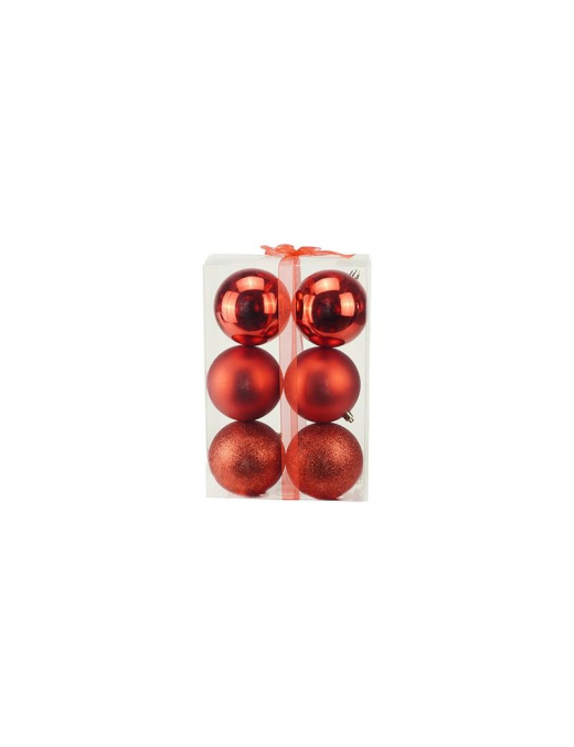 RED SPHERES 10cm 6 pieces GLOSSY/MAT