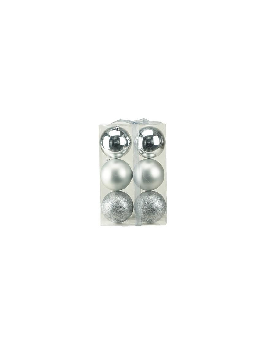 SILVER SPHERES 10cm 6 pieces POLISHED/MAT