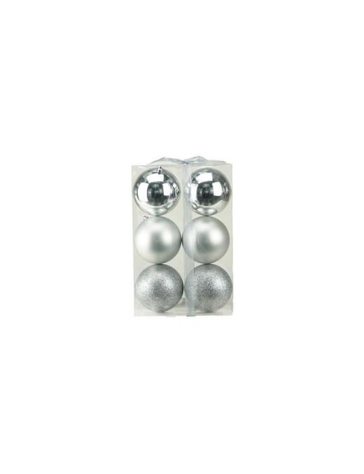 SILVER SPHERES 10cm 6 pieces POLISHED/MAT