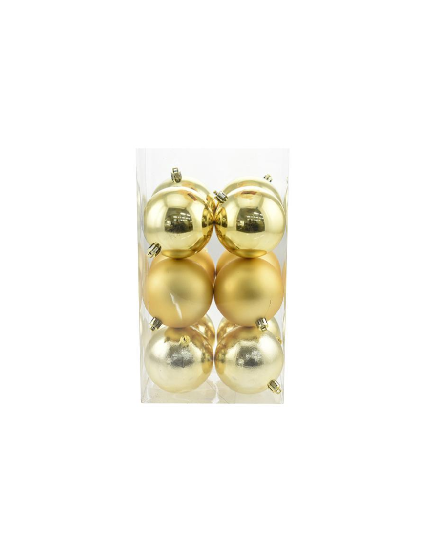 GOLD SPHERES 8cm 12 pieces GLOSSY/MAT