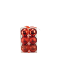 RED SPHERES 8cm 12 pieces GLOSSY/MAT