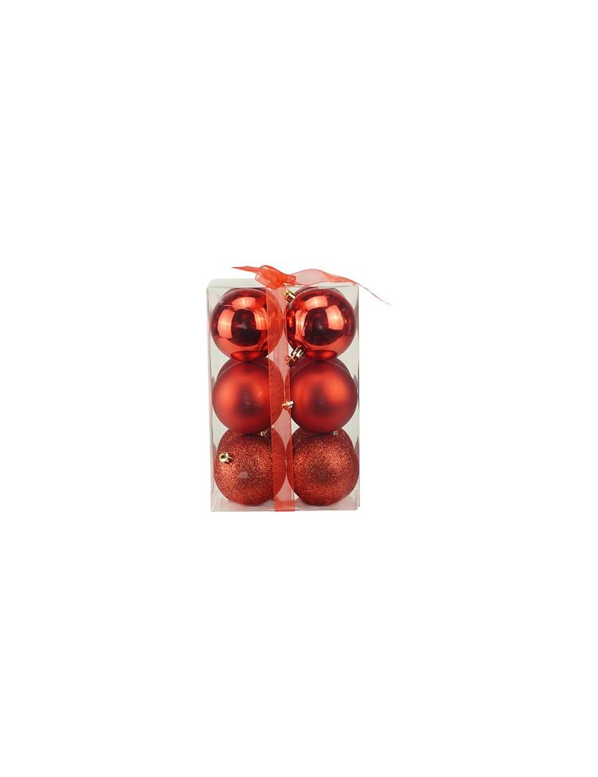 RED SPHERES 8cm 12 pieces GLOSSY/MAT