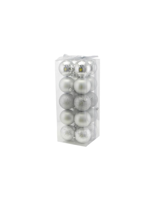 SILVER SPHERES 6cm 20 pieces POLISHED/MA