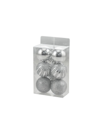 ARGENTO SFERE  5cm 6pezzi LUCIDA/MATTA