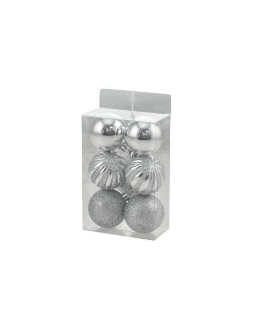 SILVER SPHERES 5cm 6 pieces POLISHED/MAT