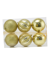 GOLD SPHERES 10cm 6 pieces GLOSSY/MAT