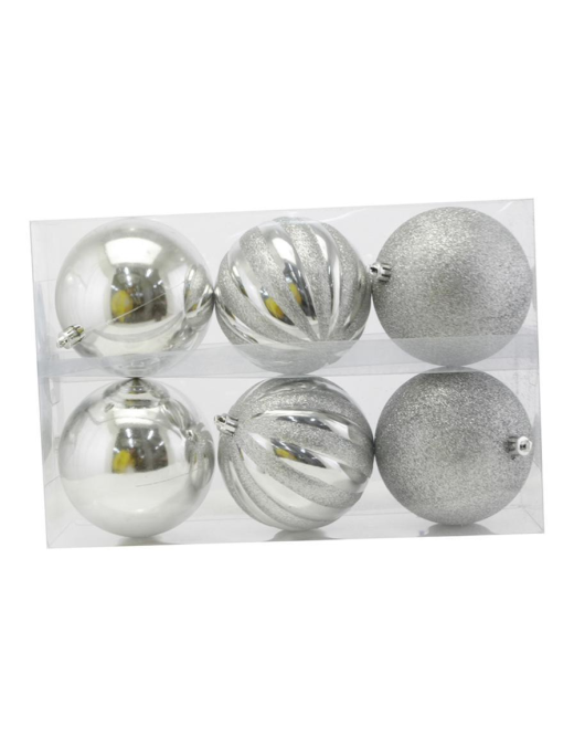 ARGENTO SFERE 10cm 6pezzi LUCIDA/MATTA