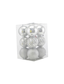 ARGENTO SFERE  8cm 12pezzi LUCIDA/MATTA